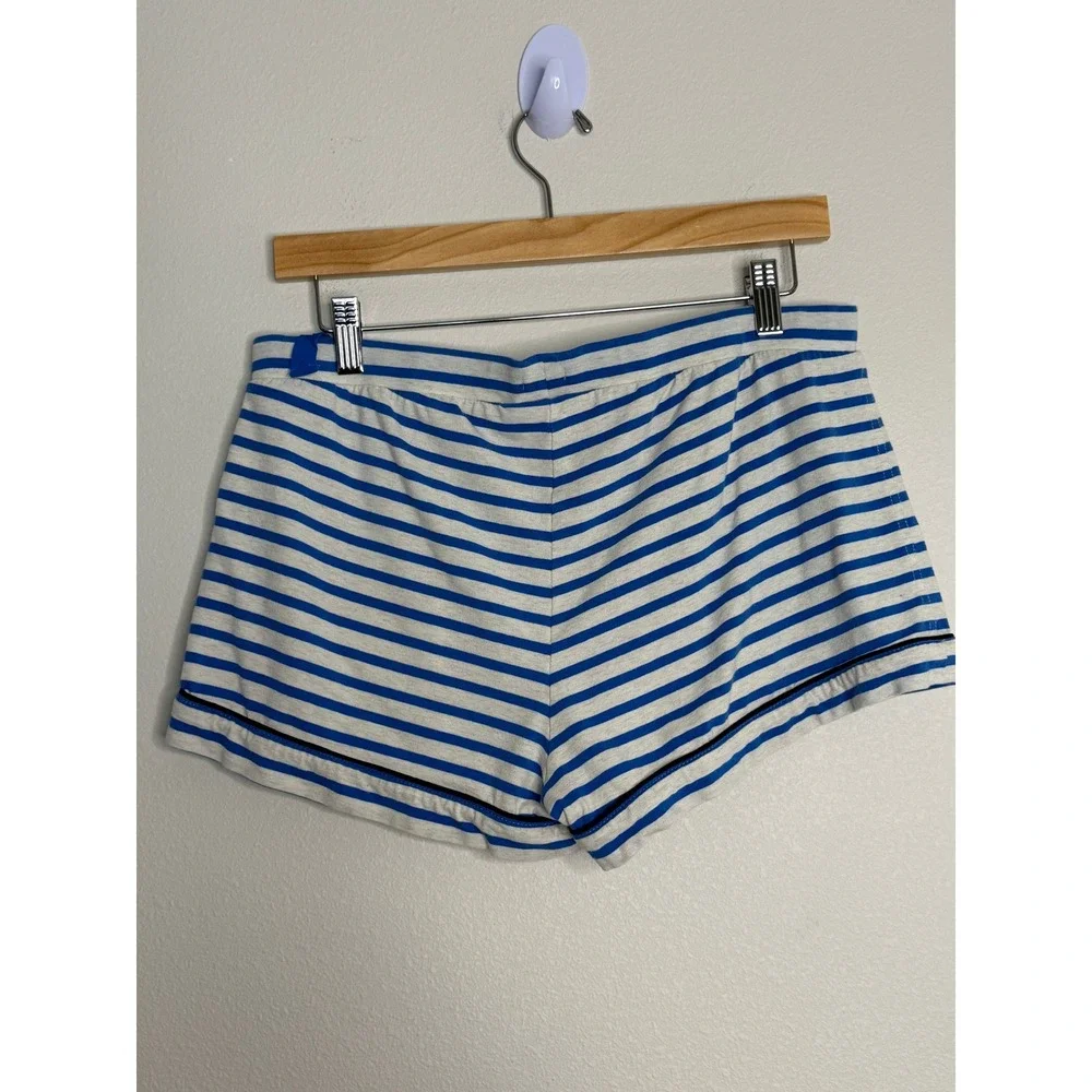 J.Crew Women's Blue Gray Striped Short Sleeve Pajama Set Size M Cotton Blend